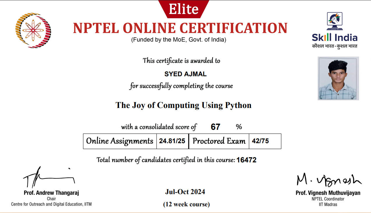 NPTEL Python Certificate